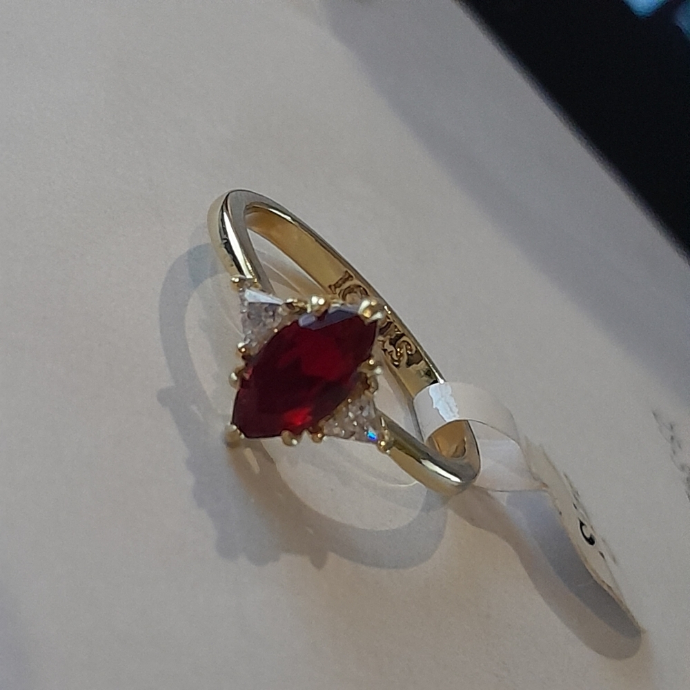 Fragrant Jewels Gold Ring with Red Gemstone Sz 9 - Picture 2 of 6